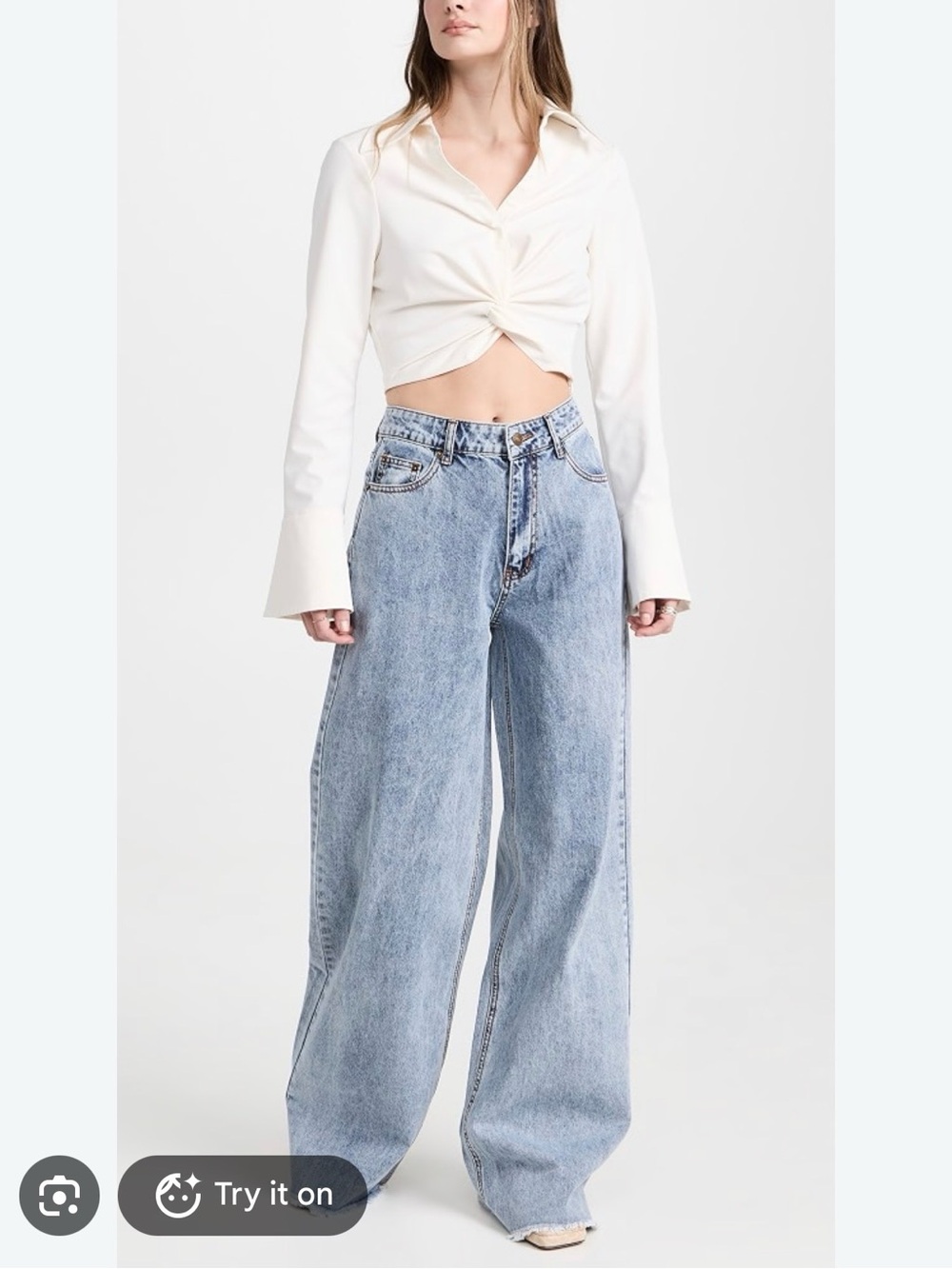 Lioness Elvissa Baggy Jeans in Faded Denim
